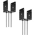 FMhotu 6x6 Concrete Post Anchor (4PCS), U Shape Fence Post Holder, Pergola Bracket Deck Post Base Holder Ground Spike For Concrete, Decking Post