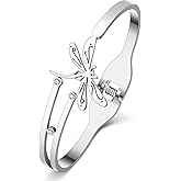NEWEI Dragonfly Gifts for Women Cute Dragonfly Bracelet Bangle Stainless Steel Dragonfly Jewelry Decor Charms for Dragon Fly Lovers