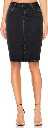 knee length stretch denim skirt