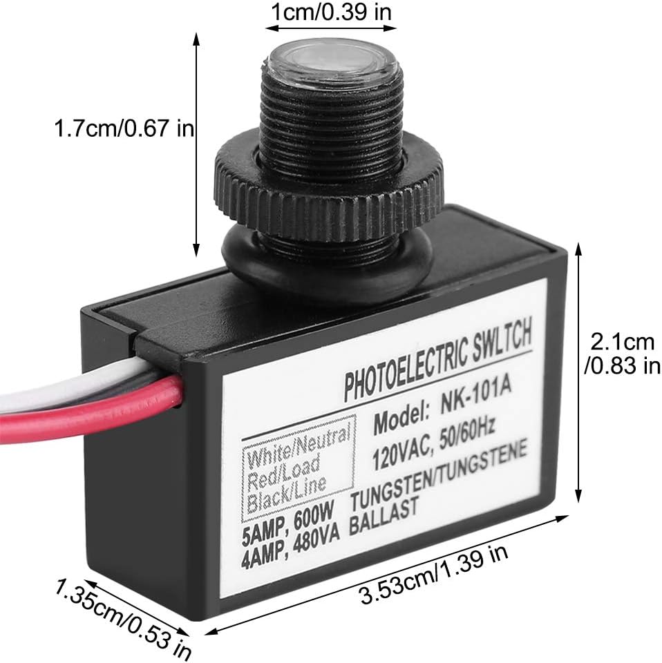 GOTOTOP 120VAC 50/60Hz Photoelectric Switch for Outdoor Lights Black Sensor Control Automatic On/Off Photoelectric Switch for Lighting Fixtures Indoor(1.39 × 0.83 × 0.53in) - Image 4