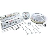Proform 141-900 Chrome Engine Dress-Up Kit with Black Chevrolet/Red Bowtie Logo for Small Block Chevy