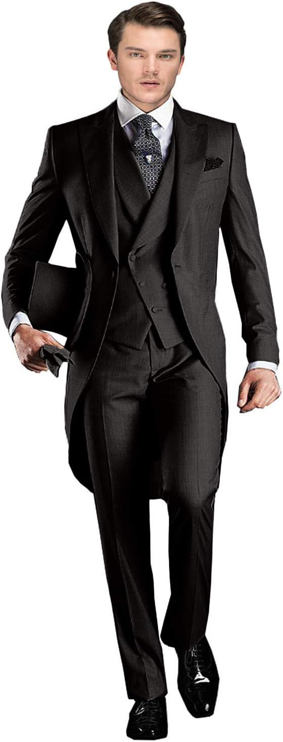 Wemaliyzd Mens 3 Piece Tuxedo Suit Classic Fit Double Breasted Vest Pants