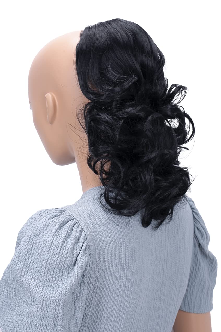 CAISHA 12" Hair Piece Braid Ponytail Extension Voluminous Wavy Black PH1a