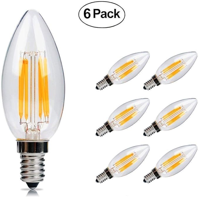Screw Bulbs LED Candle Light Bulbs E14 6W,60W Incandescent Bulbs Equivalent,2700K Warm White,Non
