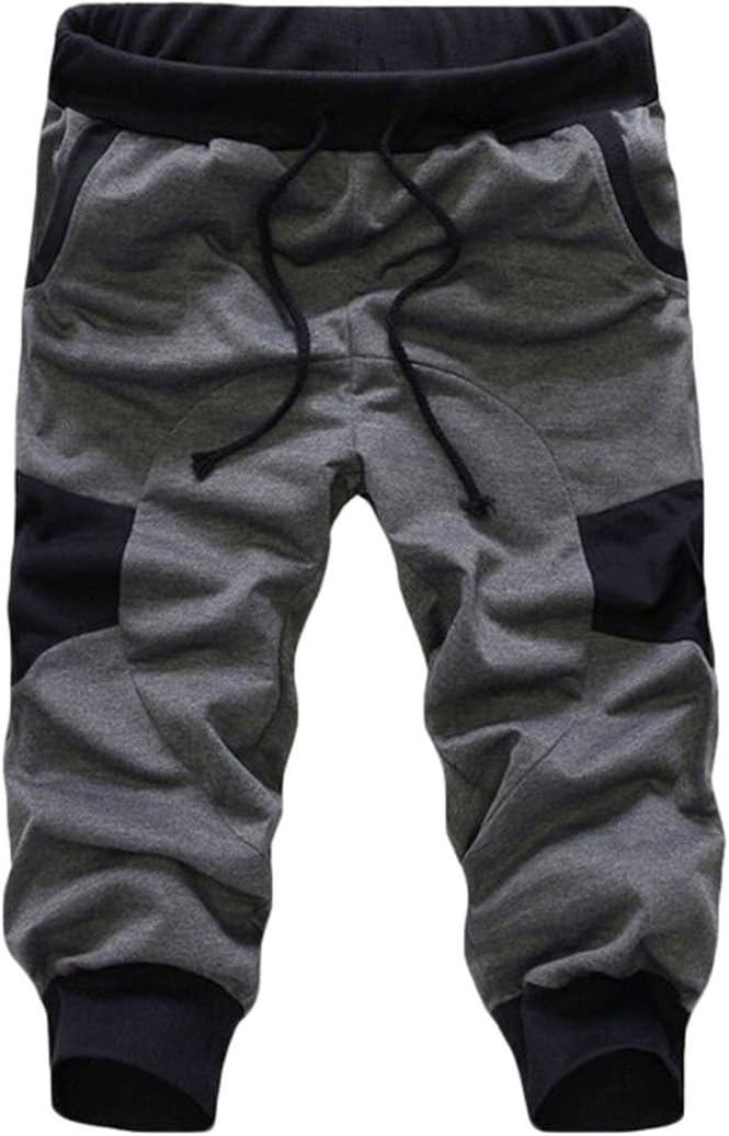 USGreatgorgeous Men's Casual Elastic Waist Harem Training Jogger Sport Short Baggy Pants (XL, Light Gray)