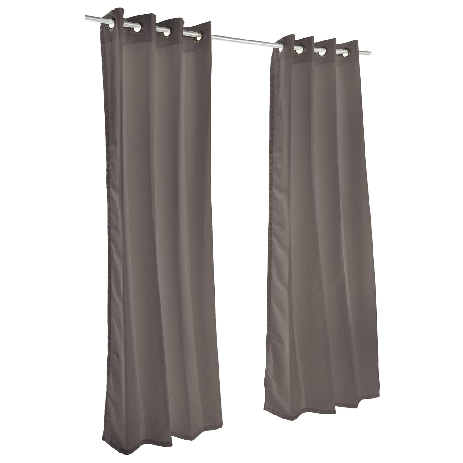 Sunbrella Canvas Brass Outdoor Curtain with Dark Gunmetal Grommets 50 in. Wide x 84 in. Long