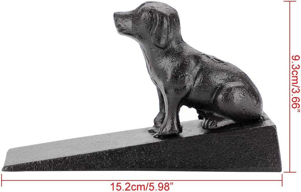 IGNPION 2Pcs Heavy Duty Cast Iron Door Stop Decorative Dog Figurines Wedge Rustic Animal Statue Doorstopper - Image 3