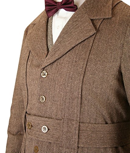 Historical Emporium Men's Norfolk Wool Blend Herringbone Tweed Jacket XL Brown