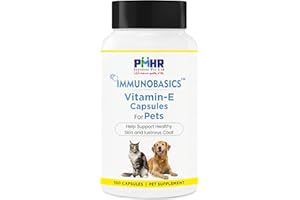 Vitamin E Capsules for Dogs and Cats | Veterinary Antioxidant Supplement for Skin & Coat Care | 100 Capsules