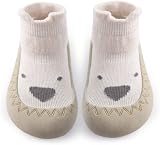 Exemaba Toddler Sock Shoes Baby Walking Shoes Soft Sole Non Slip Beige Dog