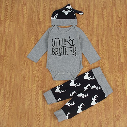puseky Peuter Baby Jongens Broer Bijpassende Outfits Lange Mouwen Top & Herten Broek Set, Broertje, 0-6 Maanden - Image 3