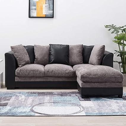 Wellgarden Faux Leather And Fabric 2 Seater Sofa Corner Group Sofa