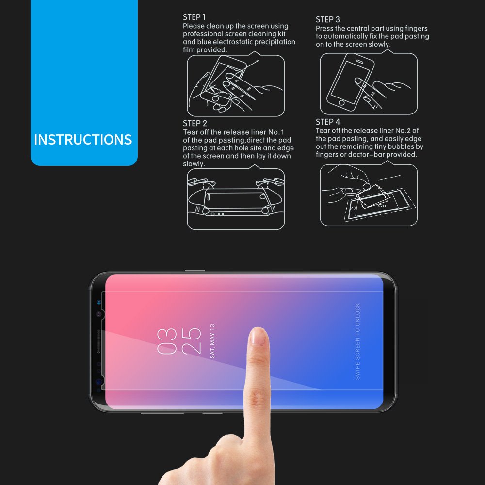 Samsung Galaxy S8 Screen Protector 3 Pack, Rraycom 9H Real Tempered Glass Protector High Transparency. HD Screen and Hight Contrast Coating.