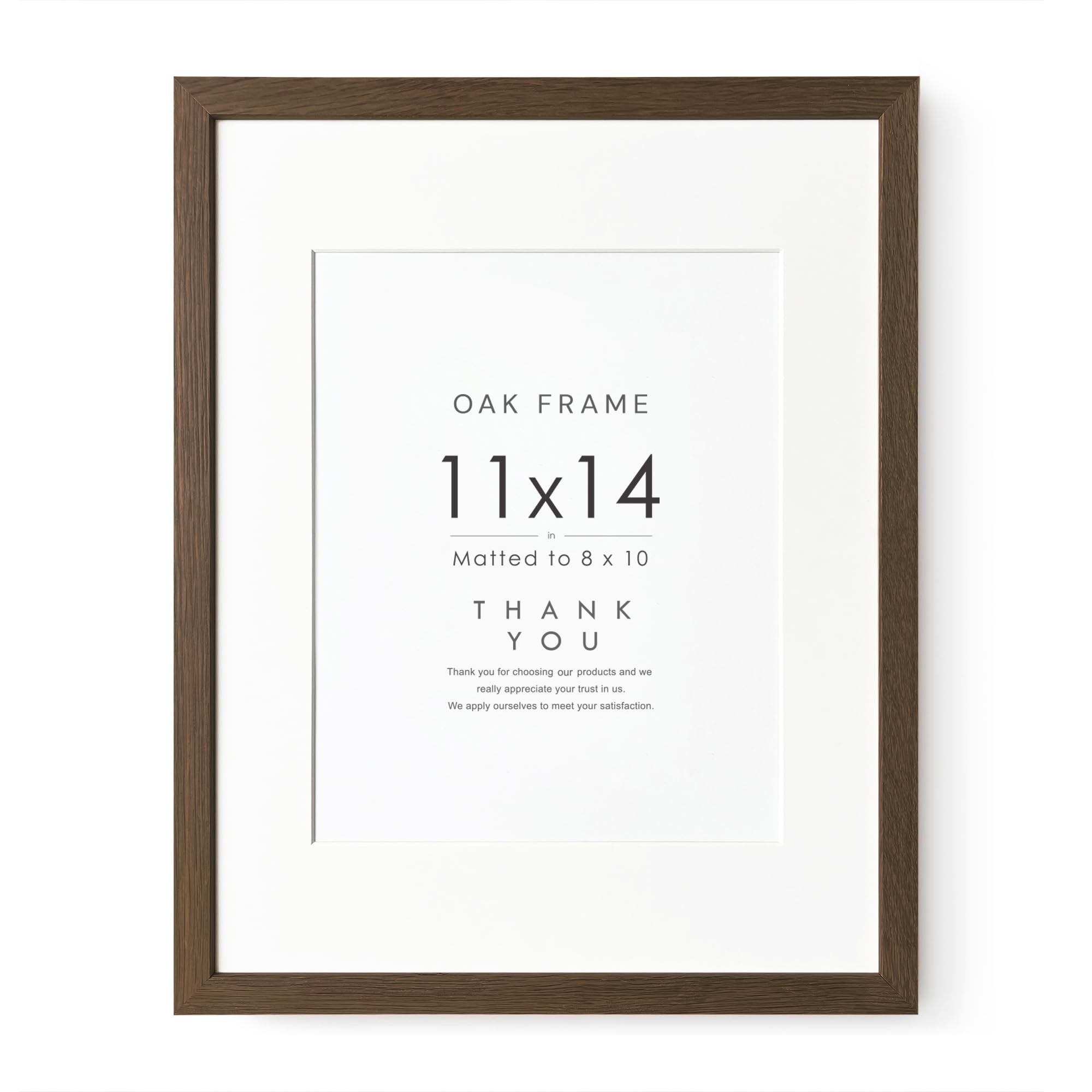 Photo 1 of 11x14 Picture Frame, Solid Oak 11x14 Photo Frame with Mat to 8x10 (Openning Size is 7.6x9.6), 14x11 Wooden Frames for Wall, (Walnut Set of 1)