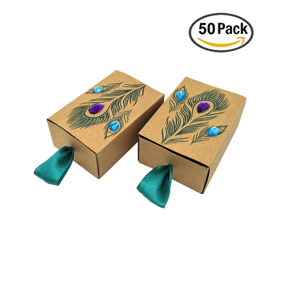 Buy Vnfei Peacock Candy Boxes Wedding Favors Kraft Paper Gift