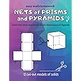 NETS of PRISMS and PYRAMIDS: easy math homework - draw the nets and build three-dimensional figures