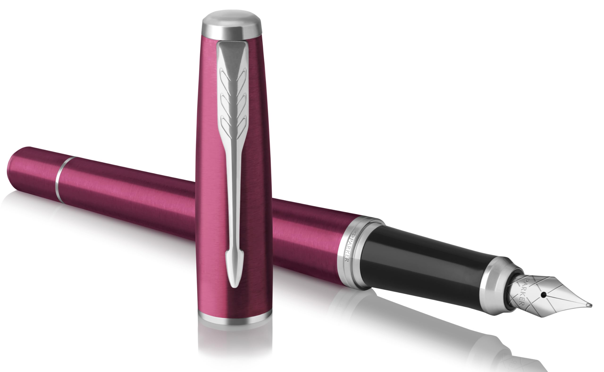 Parker Urban Premium Fountain Pen | Vibrant Magenta with Chrome Trim | Fine Nib | Black Ink | Gift Boxed