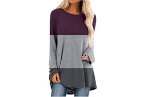 LEHOZIHEQ Womens Tunics to Wear with Leggings Long Sleeve Loose Fit Fall Clothes Crewneck Comfy Shirts
