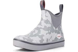 Showave Men's Deck Boots Waterproof Ankle Rubber Rain Boots Non-slip Boat Booties for Sailing Fishing and Outdoors