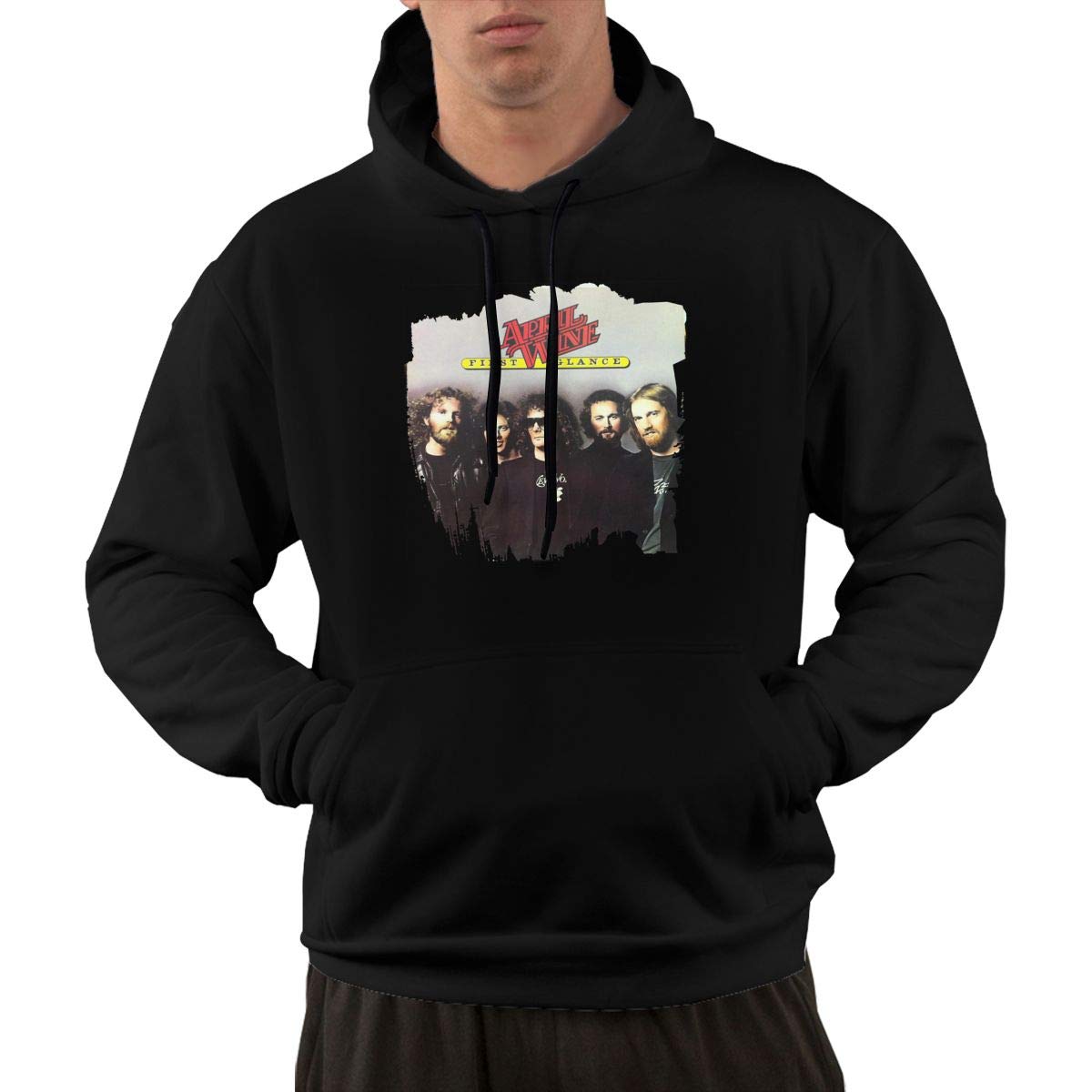 Erman Pullover Retro Black Print April Wine Music Band Hooded Shirts With Pocket L