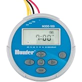 Hunter NODE-100 Battery Sprinkler Timer, 1 Zone Controller with Solenoid | 1 station battery irrigation controller for drip or remote zones with waterproof housing, DC-latching solenoid