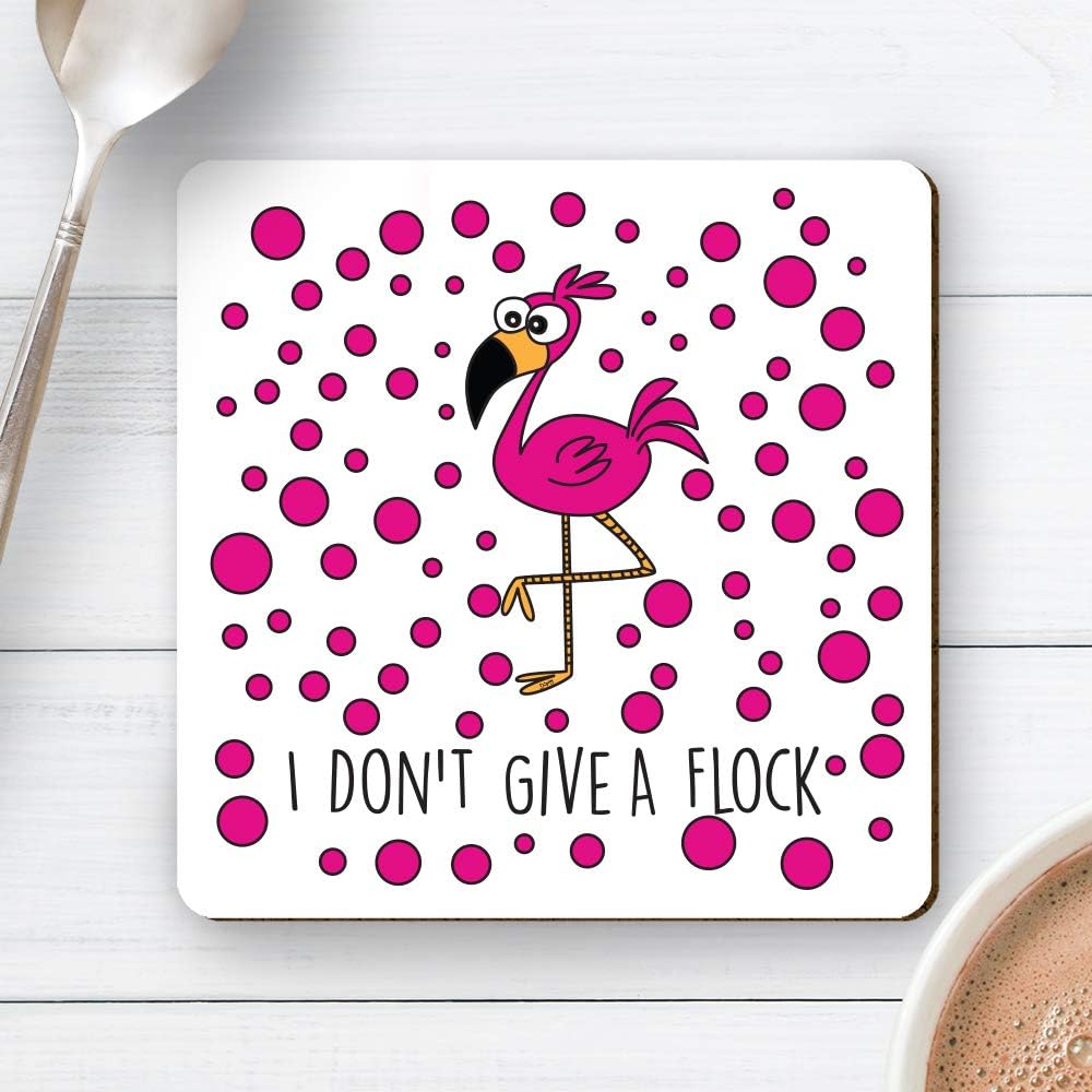Dorothy Spring I Don't Give A Flock Cute Pink Flamingo Funny Square Wooden Coaster Gloss Finish Size 9x9 cm / 3.5x3.5 inch - Image 3