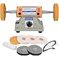 4" Jewelry Polisher & Adjustable Variable Speed Grinder Machine - With 6 Cloth Wheels & 2 Abrasive Wheels, Safety Glasses & Compound for Jewelry, Metal, Wood, Jade, Plastic Polishing & Dental Work
