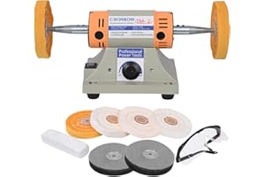 CIRONBOW 4" Jewelry Polisher & Adjustable Variable Speed Grinder Machine - With 6 Cloth Wheels & 2 Abrasive Wheels, Safety Glasses & Compound for Jewelry, Metal, Wood, Jade, Plastic Polishing & Dental Work