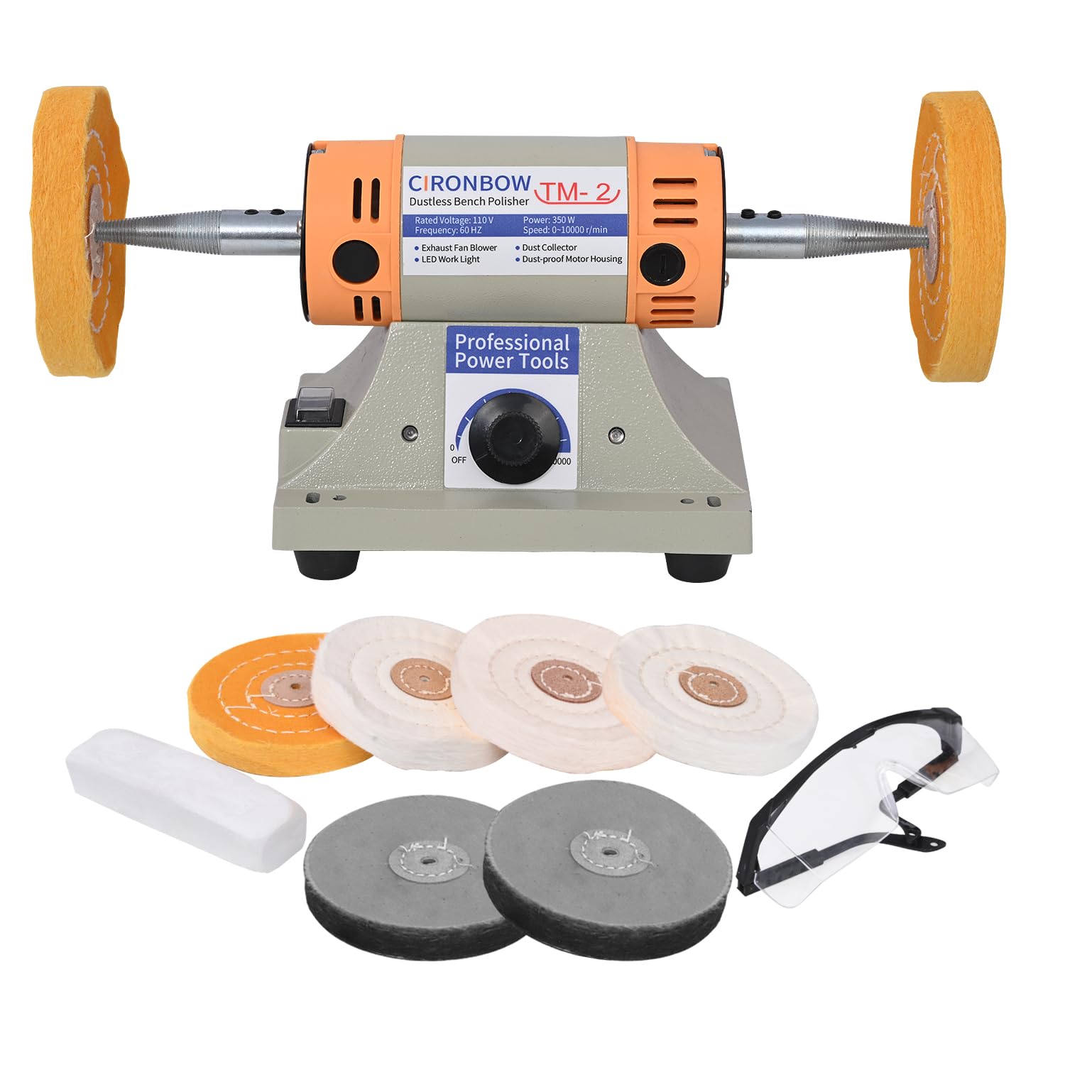 Yaekoo 4-1/4'' Bench Lathe Buffer Polisher – 320W Variable Speed Electric Jewelry Polisher