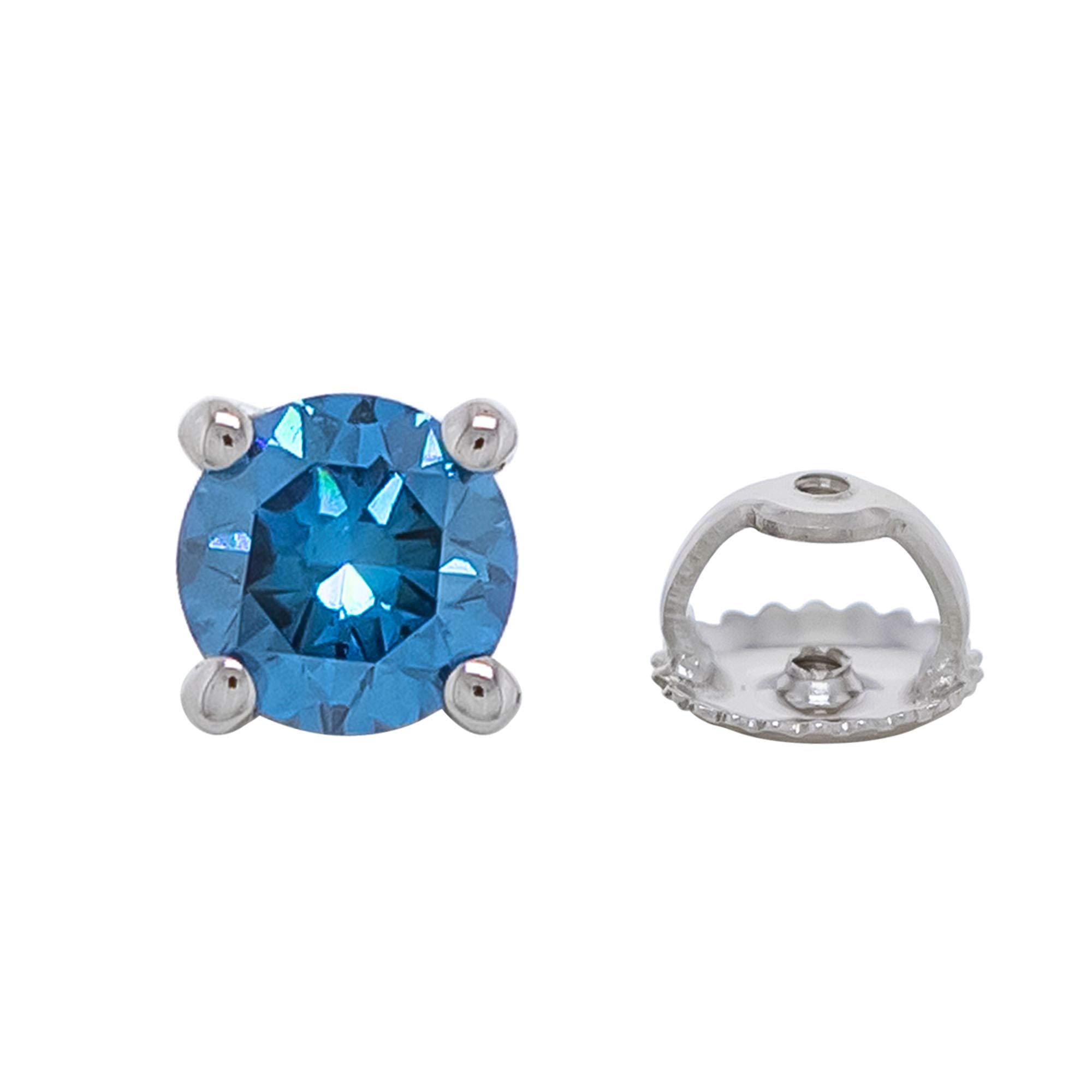 New World Diamonds Single Stud 14k Gold Earring 0.40 Carat Lab Created Diamond for Men or Women