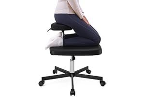 LHOOCX Meditation Chair ADHD Chair Ergonomic Cross Legged Chair with Wheels,Kneeling Chair for Office and Home,ADHD Chairs for Adults (Black)