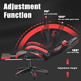 bigzzia Ergonomic Gaming Chair with Lumbar Cushion and Headrest Red view 5