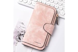 Women's Fashion Long Wallet, Large Capacity Retro Clutch, Hidden Snap Button Purse, pink, Leather Wallet