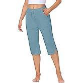 Magrank Women Yoga Capri Pants Comfy Drawstring Lounge Sweatpants with Side Pockets