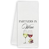 Funny Wine Kitchen Towels Dish Tea Towels for Kitchen, Absorbent Reusable Towel Home Decor Hand Towel, Housewarming Gift for Wine Lovers Decor for Bar Cart Pub Home 16 x 24 Inch - B11