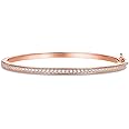 PAVOI 14K Gold Plated Cubic Zirconia Bangle Tennis Bracelets for Women | Classic Love Cuff Bangle Bracelets
