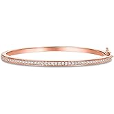 PAVOI 14K Gold Plated Cubic Zirconia Bangle Tennis Bracelets for Women | Classic Love Cuff Bangle Bracelets