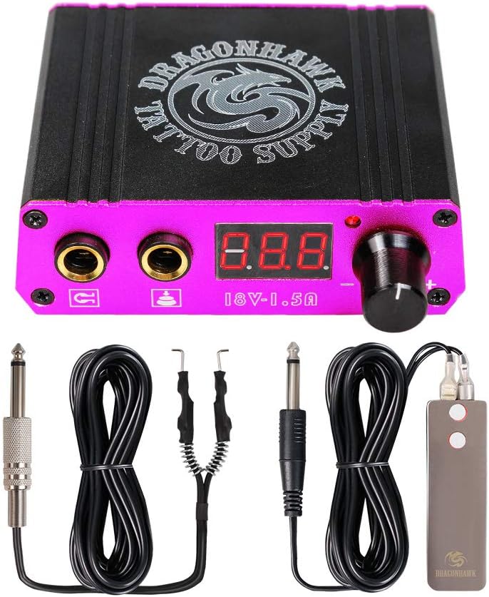 Dragonhawk LCD Dual Tattoo Machine Gun Power Supply Foot