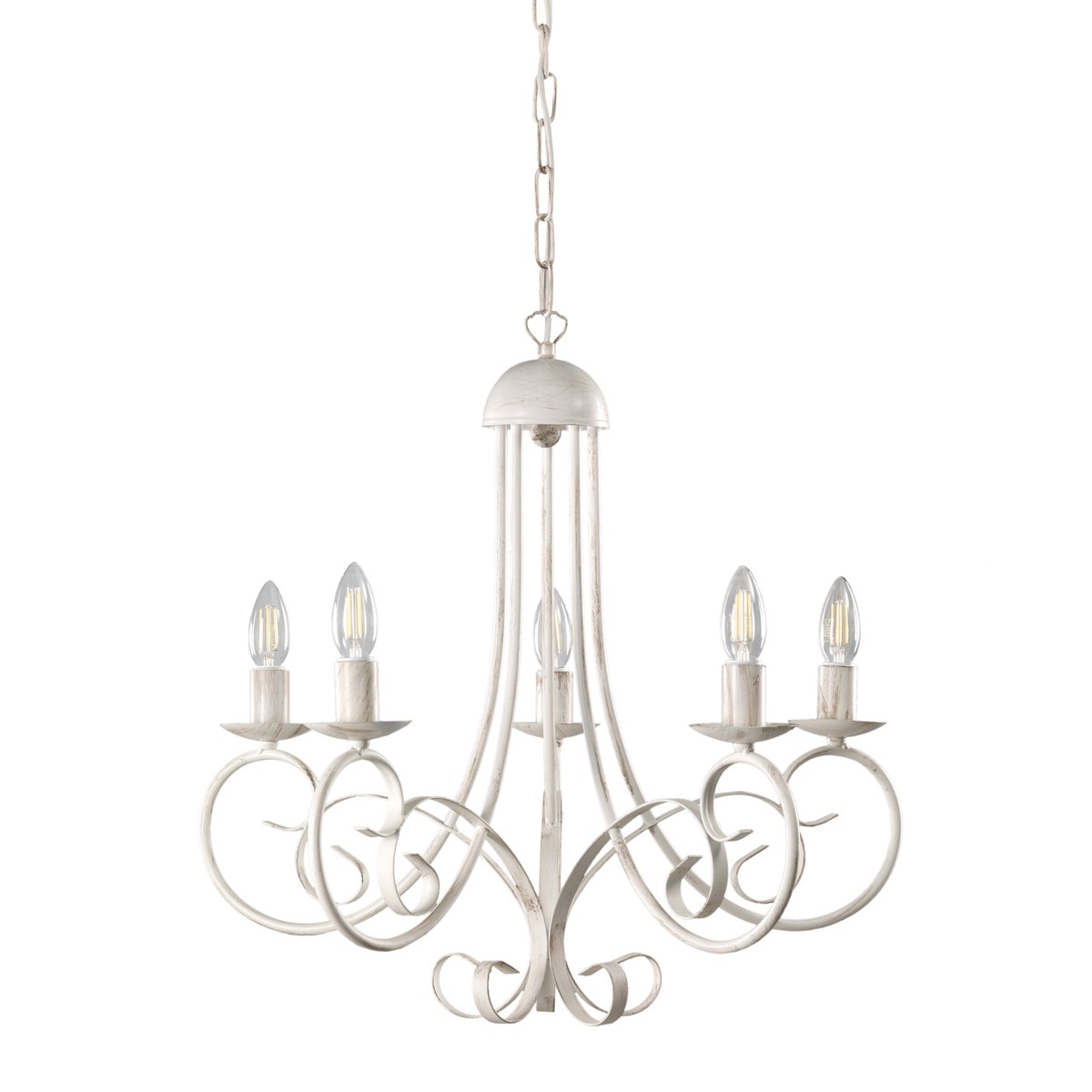 ONLI Pompei 5 Light Classic Elegant Chandelier Metal Frame White