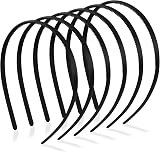 Hanyousheng 6 Pack Plastic Hair Headbands 0.8cm Skinny Non Slip Black