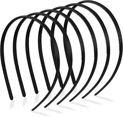 Hanyousheng 6 Pack Plastic Hair Headbands 0.8cm Skinny Non Slip Black