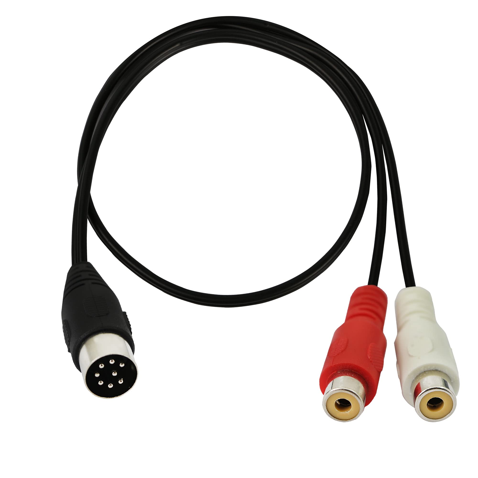 GINTOOYUN Din 8Pin to 2RCA Cable 9.84 Inch 8Pin Din Male Plug to 2RCA Female Audio Adapter Cable for Musical Instrument Audio Equipment MIDI Device ect (9.84)