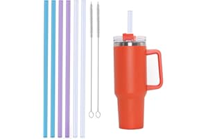 LKBBC 6 Pack Replacement Straws for Stanley Cup 40 oz Tumbler, Silicone Straws with Cleaning Brush Compatible with Stanley 14/20 /30/40 oz Tumbler, Cup Straws Drinking Reusable, Cup Accessories