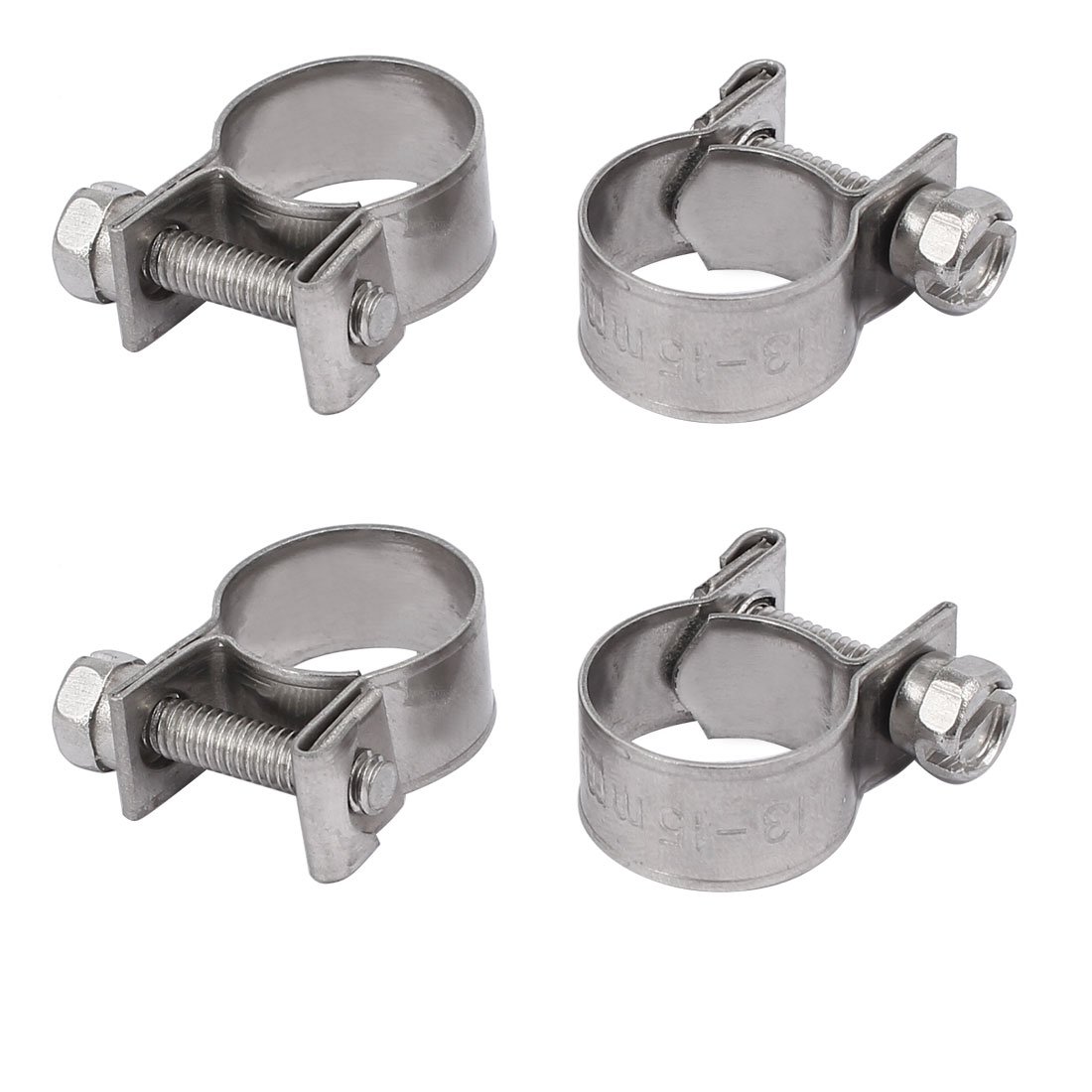Sourcingmap 13mm-15mm 304 Stainless Steel Screw Mounted Adjustable Pipe Hose Clamps 4pcs