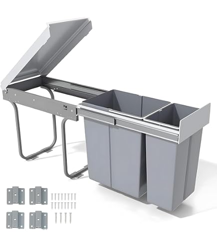 Poubelle Coulissante Pour Armoire De Cuisine – 42x40x28 Cm, Support Réglable En Métal | Gain De Place, Installation Sous Évier