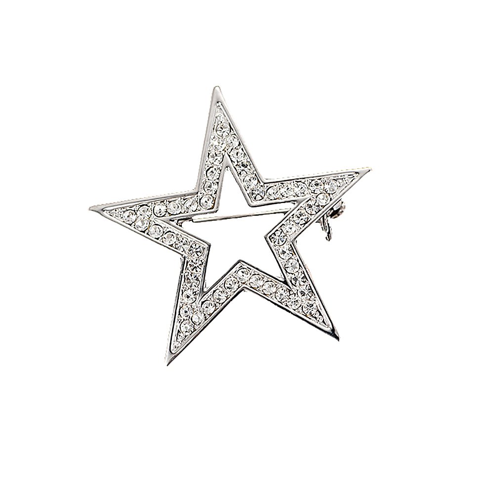 OULII Star Shape Brooch Pin Women's Decorative Stylish Pageant Corsage Pentagram Suit Breastpin for Business Wedding Party 5 * 5CM