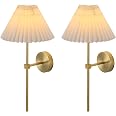 KELUOLY Wall Sconces Set Of 2 – White Fabric Shade, Matte Black Column, Hardwired For Living Room, Bedroom, Bathroom - View #4