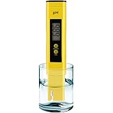 Digital pH Meter Tester Pen for Water, Pre-Calibrated, High Accuracy &plusmn;0.01, 0&ndash;14 pH Range, Pocket Size for Drinking Water, Pool, Aquarium &amp; Hydroponics (Yellow)