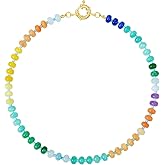 KELORIS PATH Beaded Gemstone Necklaces for Women, Boho Colorful Bead Choker Necklace, Natural Stone Handmade Summer Jewelry for Beach