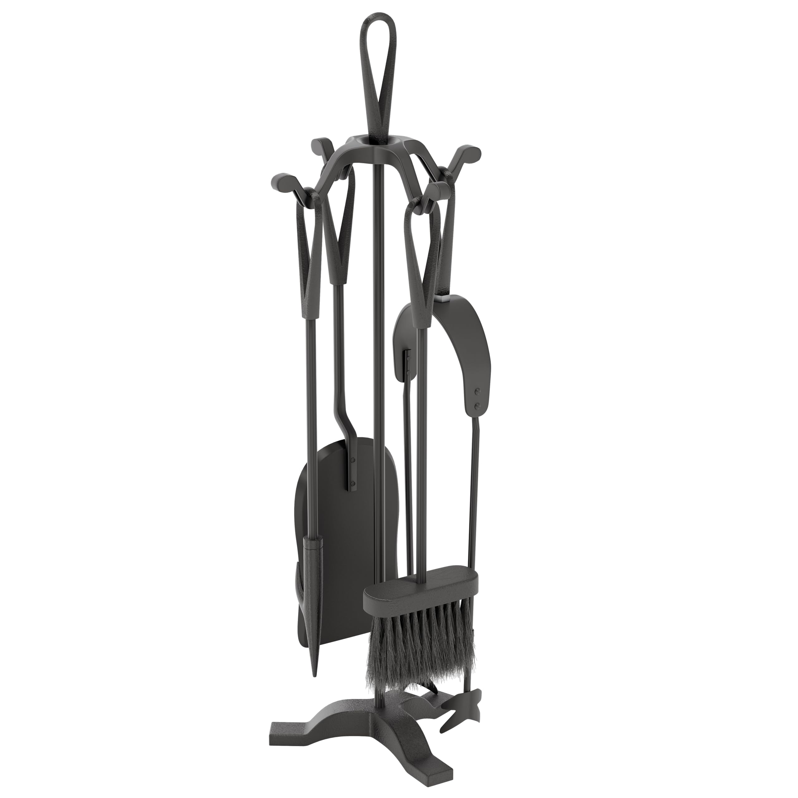 Fire Vida Black Companion Set 5 Piece Fire Vintage Fireside Place Tools Loop Handle Iron